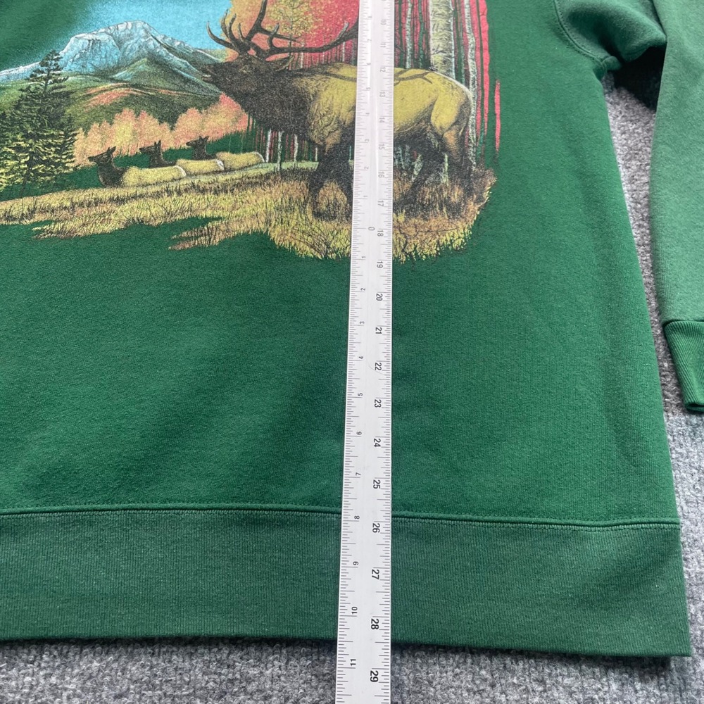 Oneita Sweatshirt Mens Large Green Pagosa Springs Colorado Elk Vintage USA Made - Picture 8 of 8